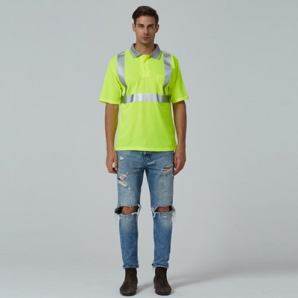 SFVest 4006 Reflective T-shirt Work Safety Clothing Workwear Short Sleeve Reflective Safety Shirt Breathable