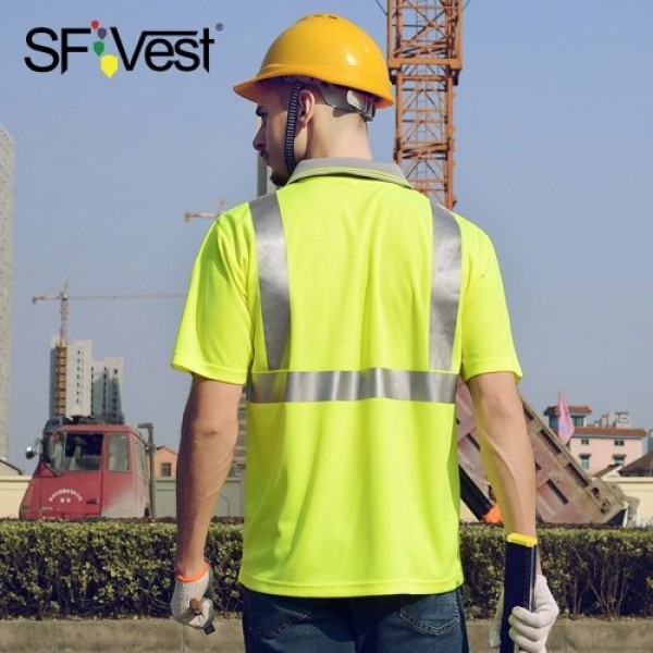 SFVest 4006 Reflective T-shirt Work Safety Clothing Workwear Short Sleeve Reflective Safety Shirt Breathable