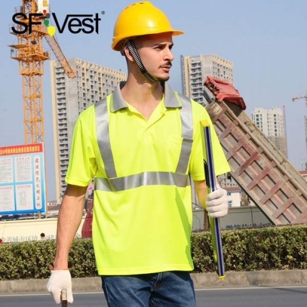 SFVest 4006 Reflective T-shirt Work Safety Clothing Workwear Short Sleeve Reflective Safety Shirt Breathable