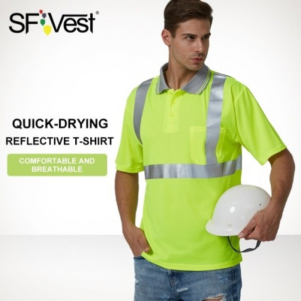 SFVest 4006 Reflective T-shirt Work Safety Clothing Workwear Short Sleeve Reflective Safety Shirt Breathable