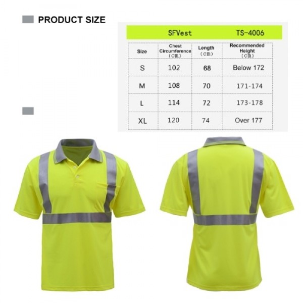 SFVest 4006 Reflective T-shirt Work Safety Clothing Workwear Short Sleeve Reflective Safety Shirt Breathable