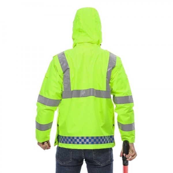 SFVest High Visibility Reflective Rainwear Coat Luminous Safety Raincoat Outdoor Hiking Riding Men and Women Waterproof 300D Oxf