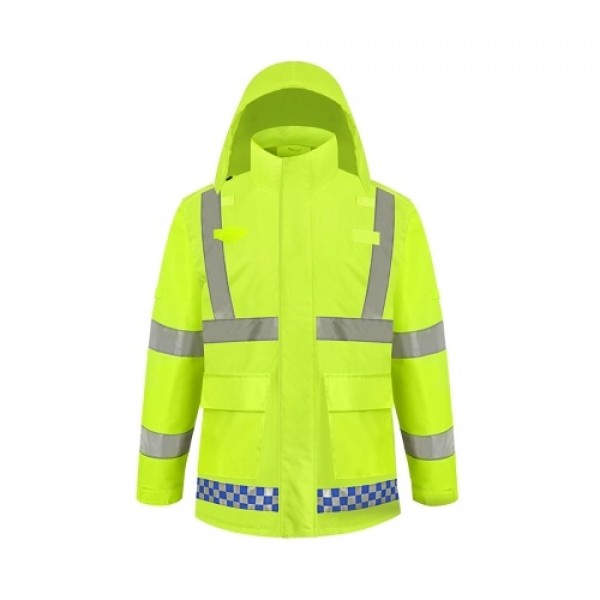 SFVest High Visibility Reflective Rainwear Coat Luminous Safety Raincoat Outdoor Hiking Riding Men and Women Waterproof 300D Oxf