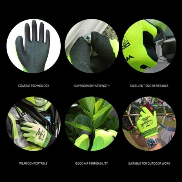 Wonder Grip Universal Work Gloves with 13-Gauge Nylon Liner &amp; Nitrile Foaming Coating Abrasion-proof Gardening Gloves