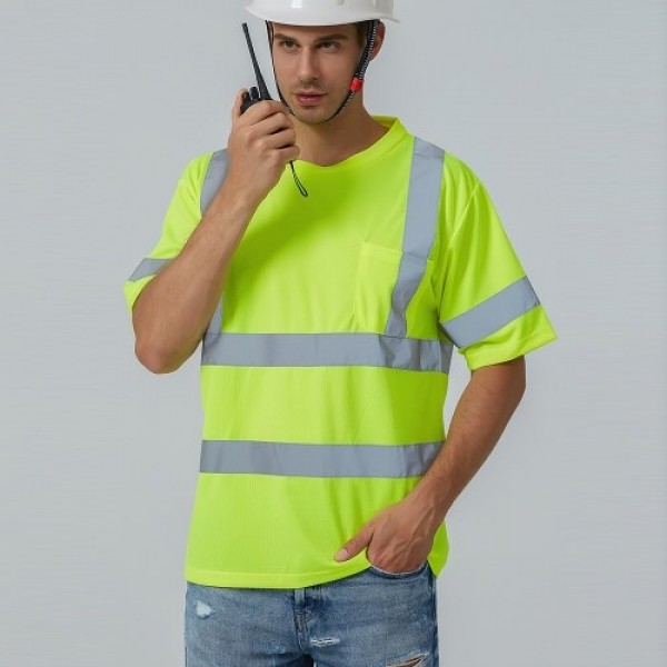 SFVest High Visibility Reflective Safety Work Shirt Reflective Vest Breathable Work Clothes Security Reflective T-shirt Working 