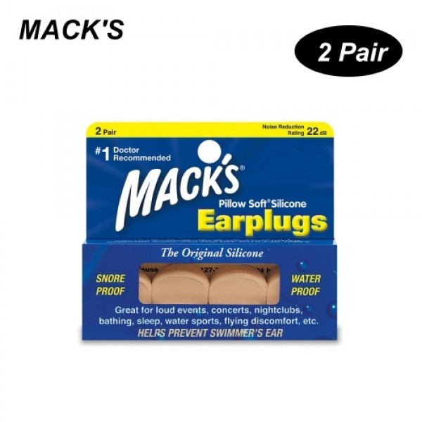 MACK'S 2 Pairs  Anti-noise Silicone Earplugs Professional Waterproof Swimming Earplugs Hearing Protection Anti Snore Ear Plugs