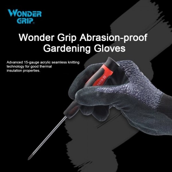 Wonder Grip Abrasion-proof Gardening Gloves 15-Gauge Nylon Liner &amp; Nitrile Coating  Universal Work Gloves