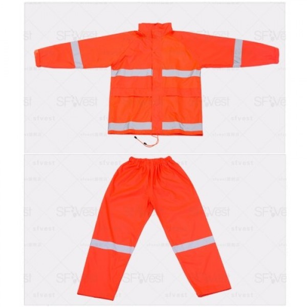 SFVest High Visibility Reflective Rainwear Suit Luminous Safety Raincoat Suit Outdoor Hiking Riding Men and Women Waterproof Oxf