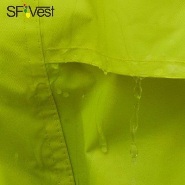 SFVest High Visibility Reflective Rainwear Suit Luminous Safety Raincoat Suit Outdoor Hiking Riding Men and Women Waterproof Oxf