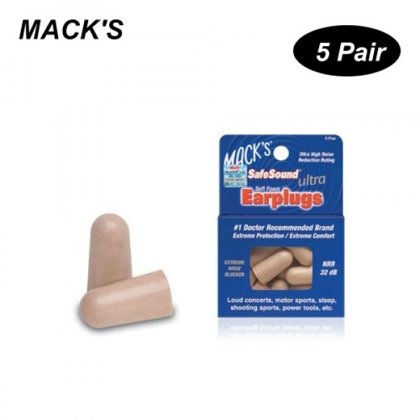 MACK'S 5 Pair Anti-noise Foam Earplugs Washable Professional Soundproof Ear Plugs for Sleeping Working Travelling Hearing Protec