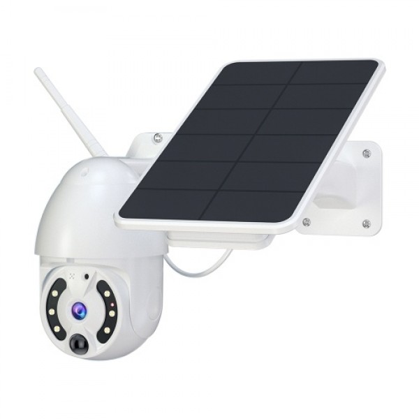 Wireless Solar Panel Security Camera, 1080P Outdoor Camera WiFi 360° PTZ Surveillance Camera Support Night Vision, PIR Motion De