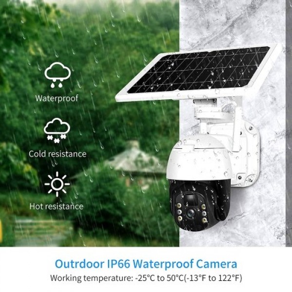 4G Solar Panel Security Camera, 2MP Rechargeable Battery Camera Home Security Camera with Full Color Night Vision, PIR Human Det