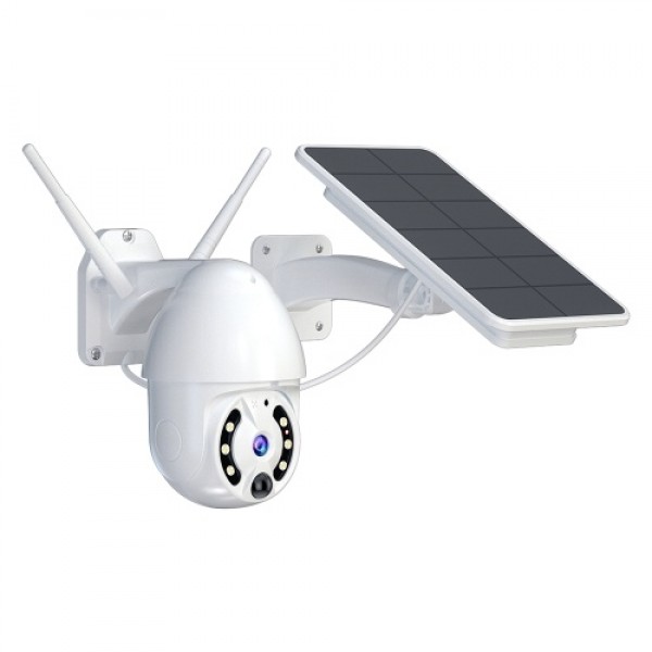 Wireless Solar Panel Security Camera, 1080P Outdoor Camera WiFi 360° PTZ Surveillance Camera Support Night Vision, PIR Motion De