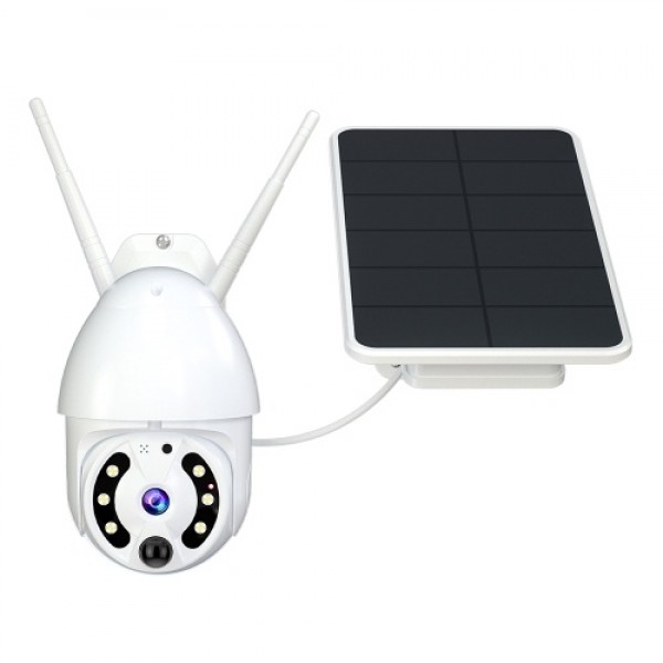 Wireless Solar Panel Security Camera, 1080P Outdoor Camera WiFi 360° PTZ Surveillance Camera Support Night Vision, PIR Motion De