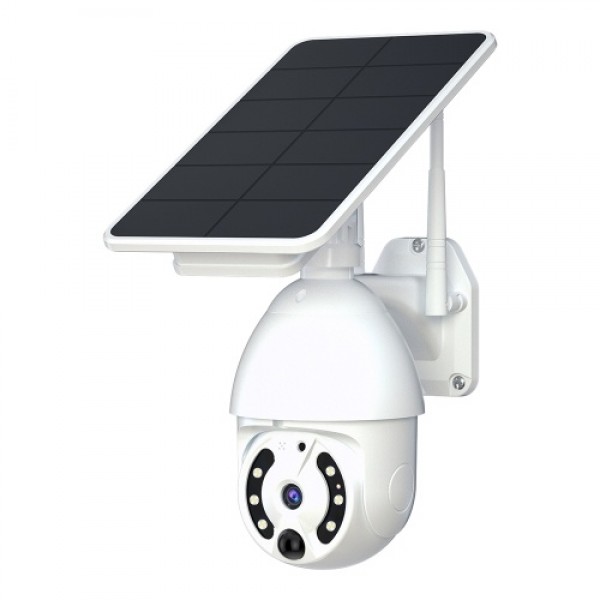 Wireless Solar Panel Security Camera, 1080P Outdoor Camera WiFi 360° PTZ Surveillance Camera Support Night Vision, PIR Motion De