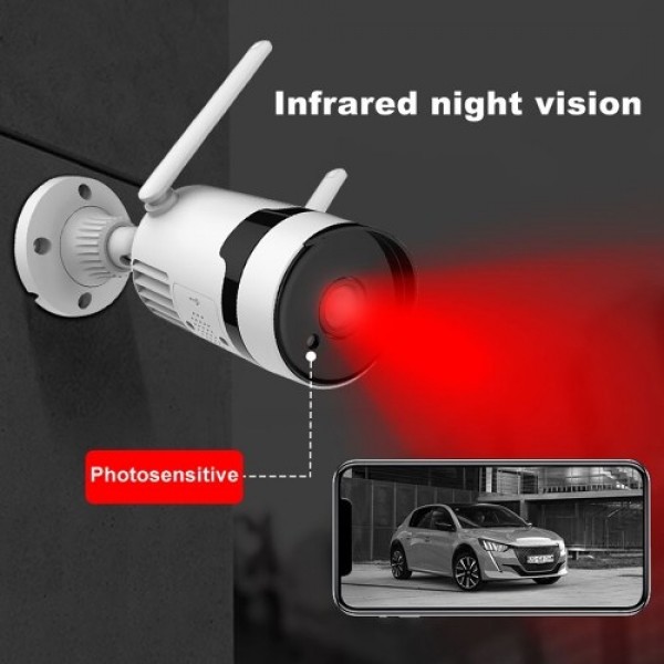 3MP Wireless Security Camera, Outdoor Waterproof WiFi Home Surveillance Bullet Camera with Night Vision, Motion Detection, Two-w