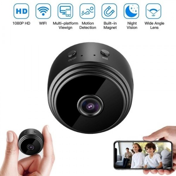 Mini Camera Home Surveillance Camera Two-Way Voice and Video Call Infrared Night Vision Motion Detection for Home Car Indoor Out