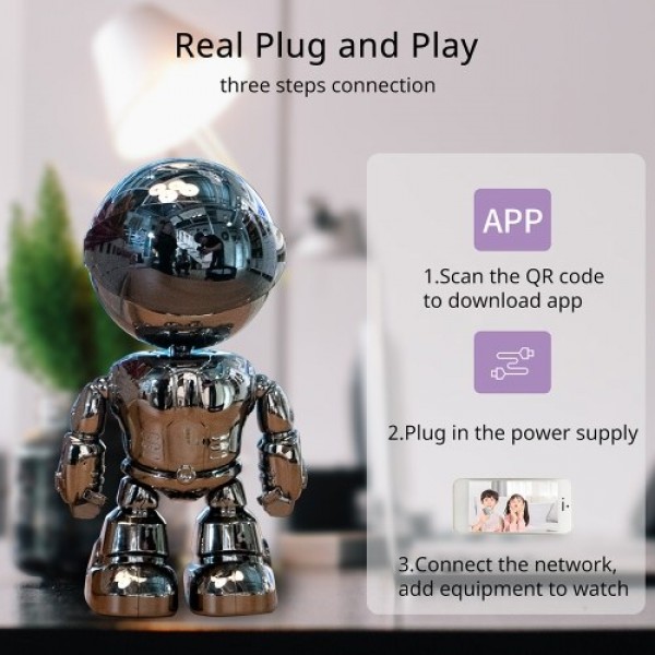 1080P Smart Robot IP Camera, Indoor Pan/Tilt Smart Home Camera Wireless Security Camera with Night Vision Motion Detection Remot