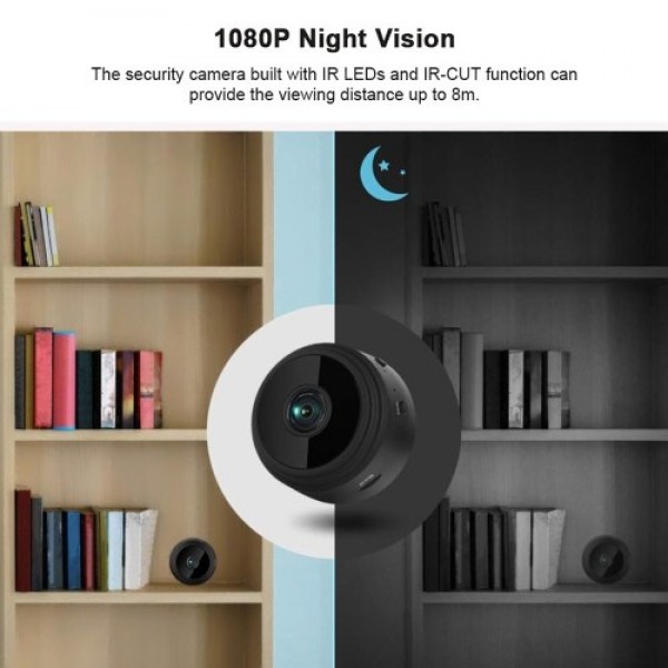 Mini Camera Home Surveillance Camera Two-Way Voice and Video Call Infrared Night Vision Motion Detection for Home Car Indoor Out