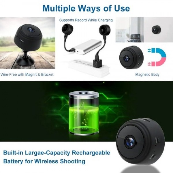 Mini Camera Home Surveillance Camera Two-Way Voice and Video Call Infrared Night Vision Motion Detection for Home Car Indoor Out