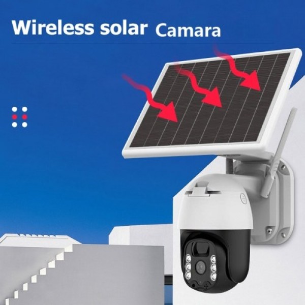 3mp Solar   Camera  Outdoor WIFI Security Camera Solar Battery Powered Home Cameras with Night Vision, PIR Motion Detection, 2 W