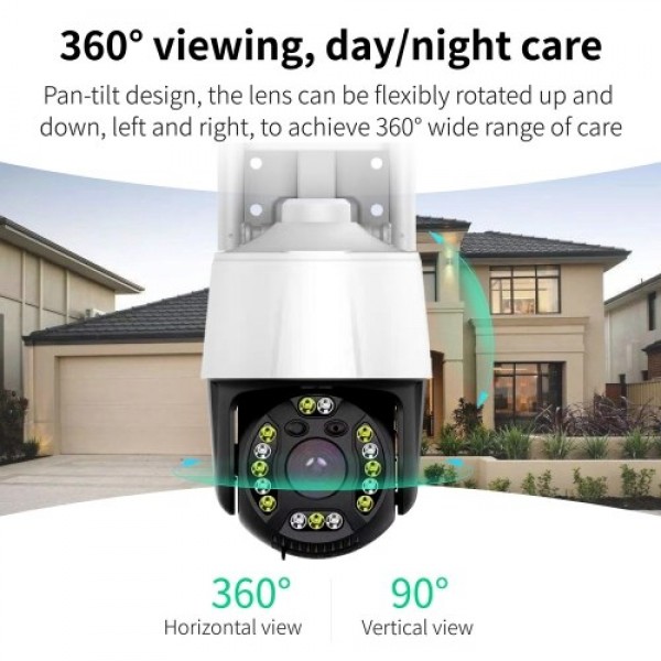 Pan Tilt Outdoor Security Camera 1080P Security Camera Outdoor 2MP WiFi Home Surveillance Camera CCTV Camera with Color Night Vi