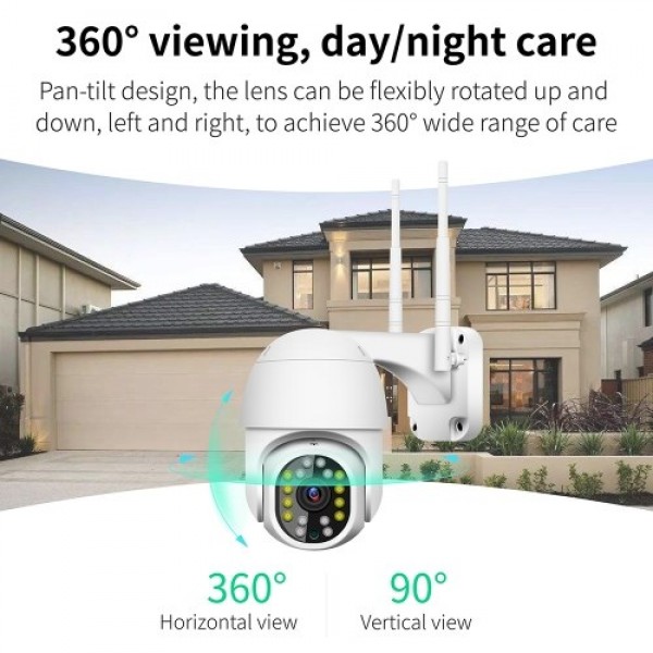 Pan Tilt Outdoor Security Camera 1080P Security Camera Outdoor 2MP WiFi Home Surveillance Camera CCTV Camera with Color Night Vi