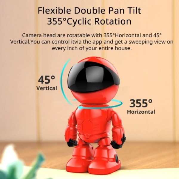 720P Home Security Wireless Camera, Robot IP Camera WiFi Surveillance Camera Baby Monitor for Baby/Pet Support 360˚ view, Night 