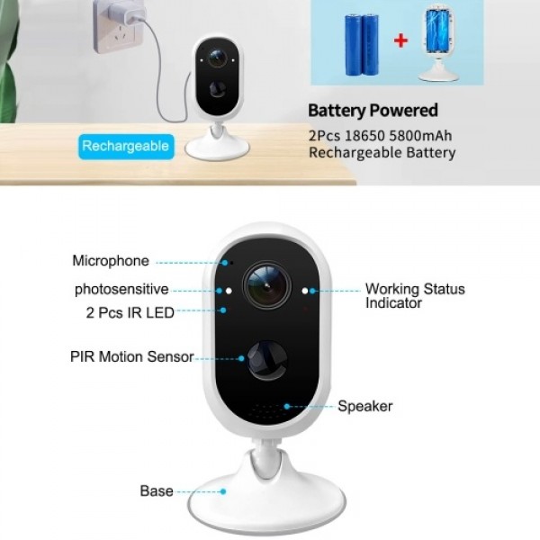 3mp Security Camera  WiFi Wireless  Home Surveillance Camera indoors/Outdoor with 2-Way Audio/Night Vision/Motion Detection/IP66