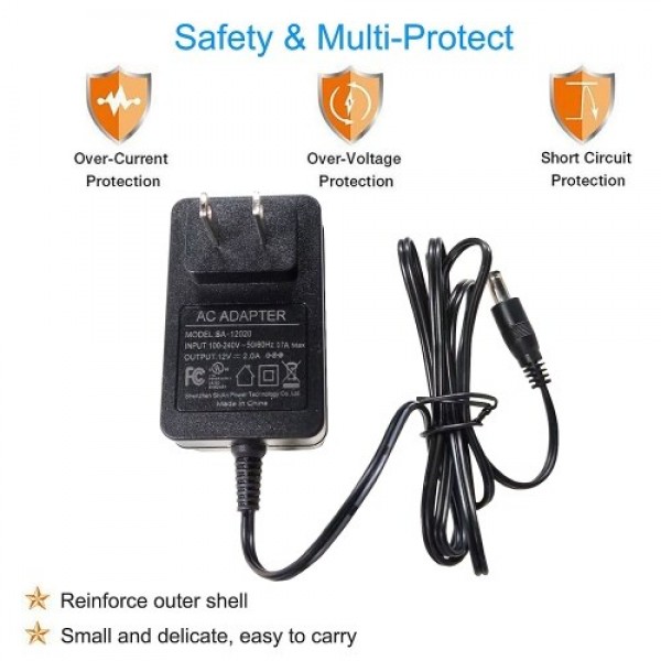 12V2A Power Adapter Supply AC to DC Regulated Power Supply Cord for Household Electronics Routers Speakers CCTV Cameras USB Char