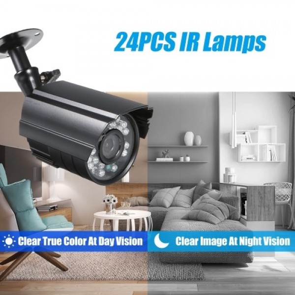 2PCS CCTV Camera 1/3" CMOS Color 1080P High-resolution 24 Lamp Nightvison Waterproof Indoor Bullet Camera Analog Security Camera