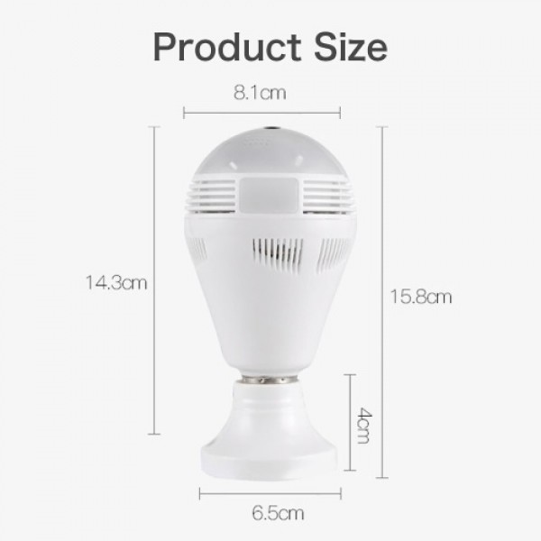 Wireless 1.3MP Mini Panoramic Fish Eye Camera WIFI 360 Degree Wireless Camera LED Light Bulb IP Camera Full Color Night Vision S