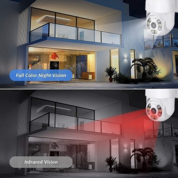 Pan Tilt Outdoor Security Camera 1080P Security Camera Outdoor 2MP WiFi Home Surveillance Camera CCTV Camera with Color Night Vi