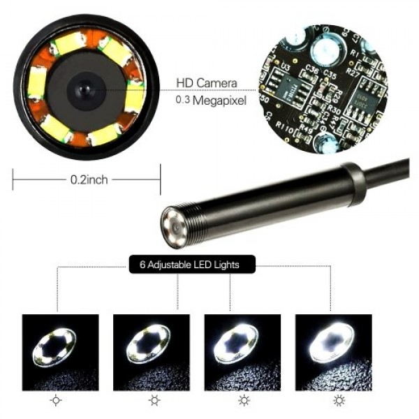 Endoscope 0.3MP Endoscope 3 in 1 Endoscope with Adjustable LEDs 1 meter