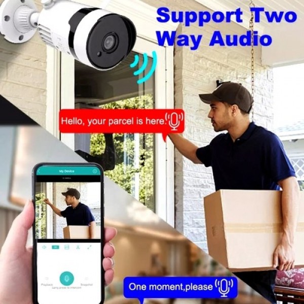 Wireless Security Camera System with 2PCS IP Cameras PIR Sensor Humanoid Detection and Play 2 Way Audio Remote Control