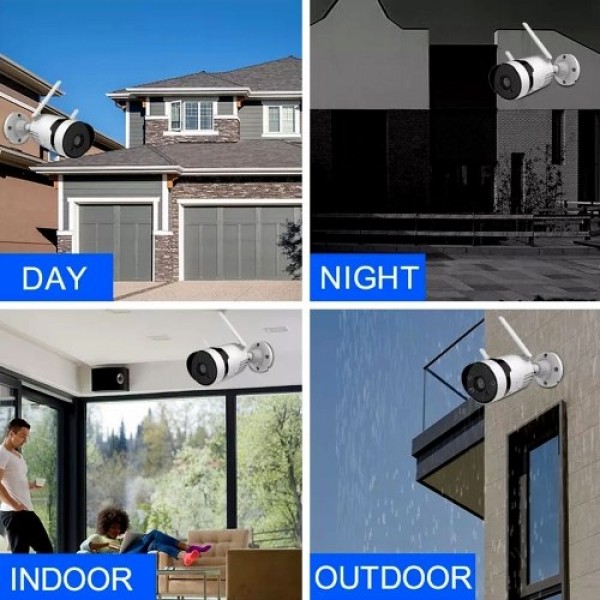 Wireless Security Camera System with 2PCS IP Cameras PIR Sensor Humanoid Detection and Play 2 Way Audio Remote Control