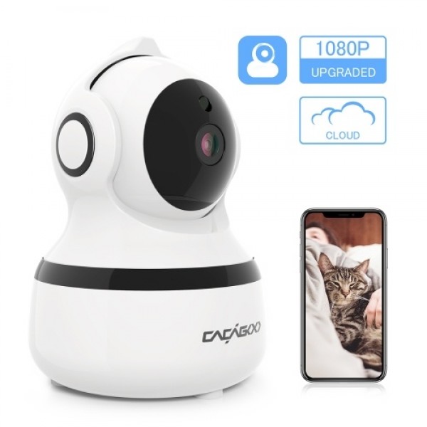 CACAGOO  1080P FHD WiFi IP Camera Wireless 2.4 G WiFi Security Panoramic Viewing Camera with Motion Detection, 2-Way Audio, Nigh