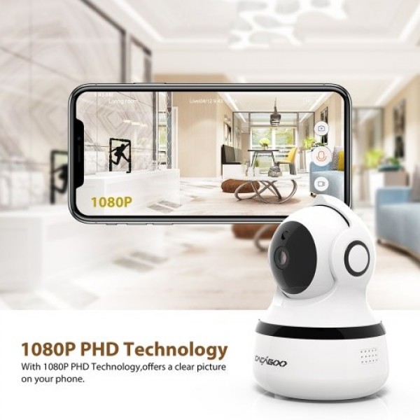 CACAGOO  1080P FHD WiFi IP Camera Wireless 2.4 G WiFi Security Panoramic Viewing Camera with Motion Detection, 2-Way Audio, Nigh