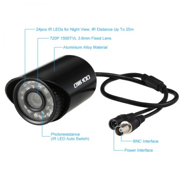 OWSOO  4*720P 1500TVL AHD Waterproof CCTV Camera + 4*60ft Surveillance Cable