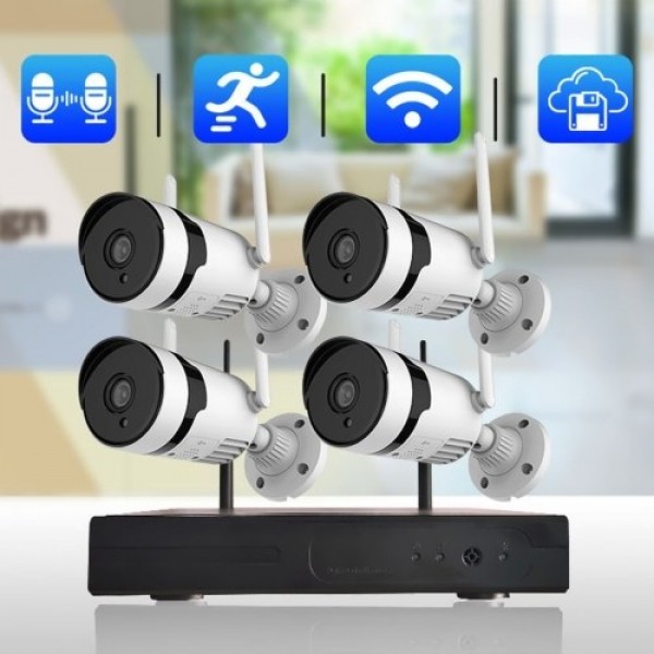 3MP Wireless Security Camera System, 8CH NVR 4Pcs Home Outdoor WiFi Surveillance Camera with Night Vision, Waterproof, Motion Al