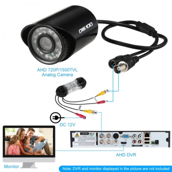 OWSOO  4*720P 1500TVL AHD Waterproof CCTV Camera + 4*60ft Surveillance Cable