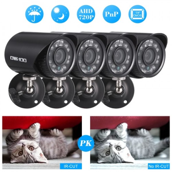 OWSOO  4*720P 1500TVL AHD Waterproof CCTV Camera + 4*60ft Surveillance Cable