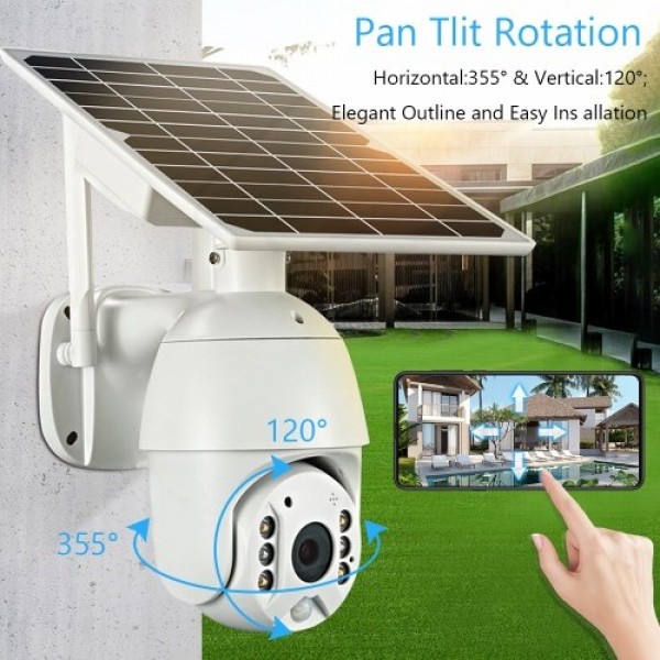 1080P Wireless Solar Panel Security Camera 2MP Outdoor Waterproof Rechargeable Battery Surveillance Camera