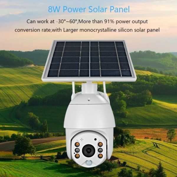 1080P Wireless Solar Panel Security Camera 2MP Outdoor Waterproof Rechargeable Battery Surveillance Camera