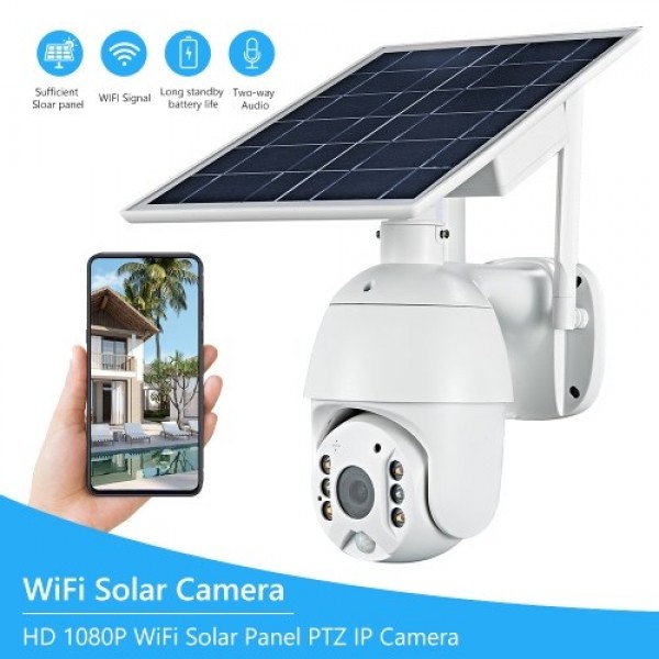 1080P Wireless Solar Panel Security Camera 2MP Outdoor Waterproof Rechargeable Battery Surveillance Camera