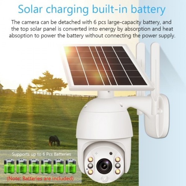 1080P Wireless Solar Panel Security Camera 2MP Outdoor Waterproof Rechargeable Battery Surveillance Camera