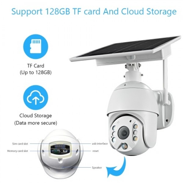 1080P Wireless Solar Panel Security Camera 2MP Outdoor Waterproof Rechargeable Battery Surveillance Camera