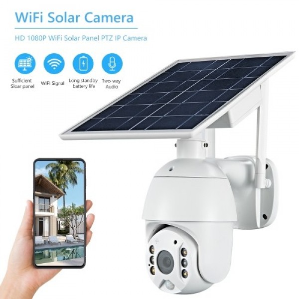 1080P Wireless Solar Panel Security Camera 2MP Outdoor Waterproof Rechargeable Battery Surveillance Camera