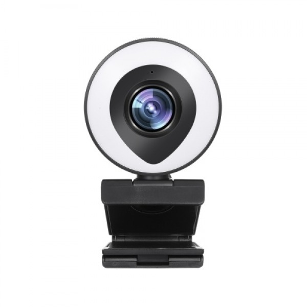 Webcam Streaming 1080P Full HD with Dual Microphone and Ring Light USB Web Camera Stream for Laptop YouTube OBS