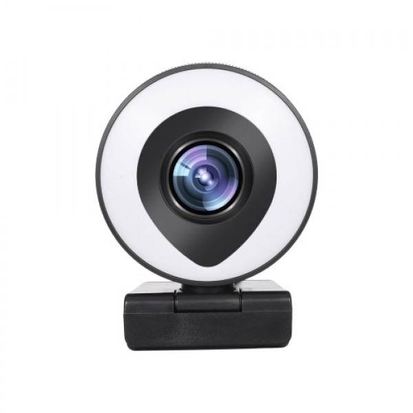 Webcam Streaming 1080P Full HD with Dual Microphone and Ring Light USB Web Camera Stream for Laptop YouTube OBS